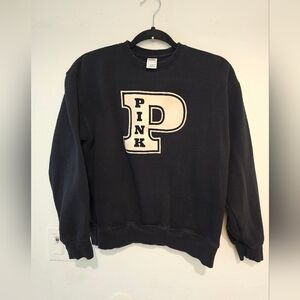 PINK Victoria's Secret Womans  Black Ivy Clasic  Crewneck Sweater